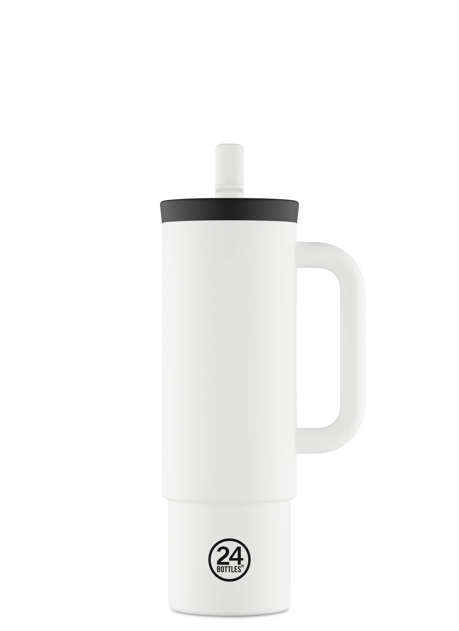 Gourde avec paille réutilisable 24Bottles Straw Cup Ice White 800ml