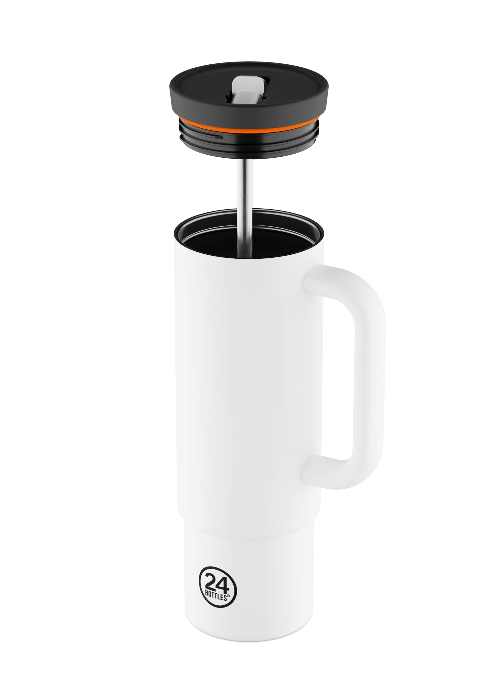 Gourde avec paille réutilisable 24Bottles Straw Cup Ice White 800ml