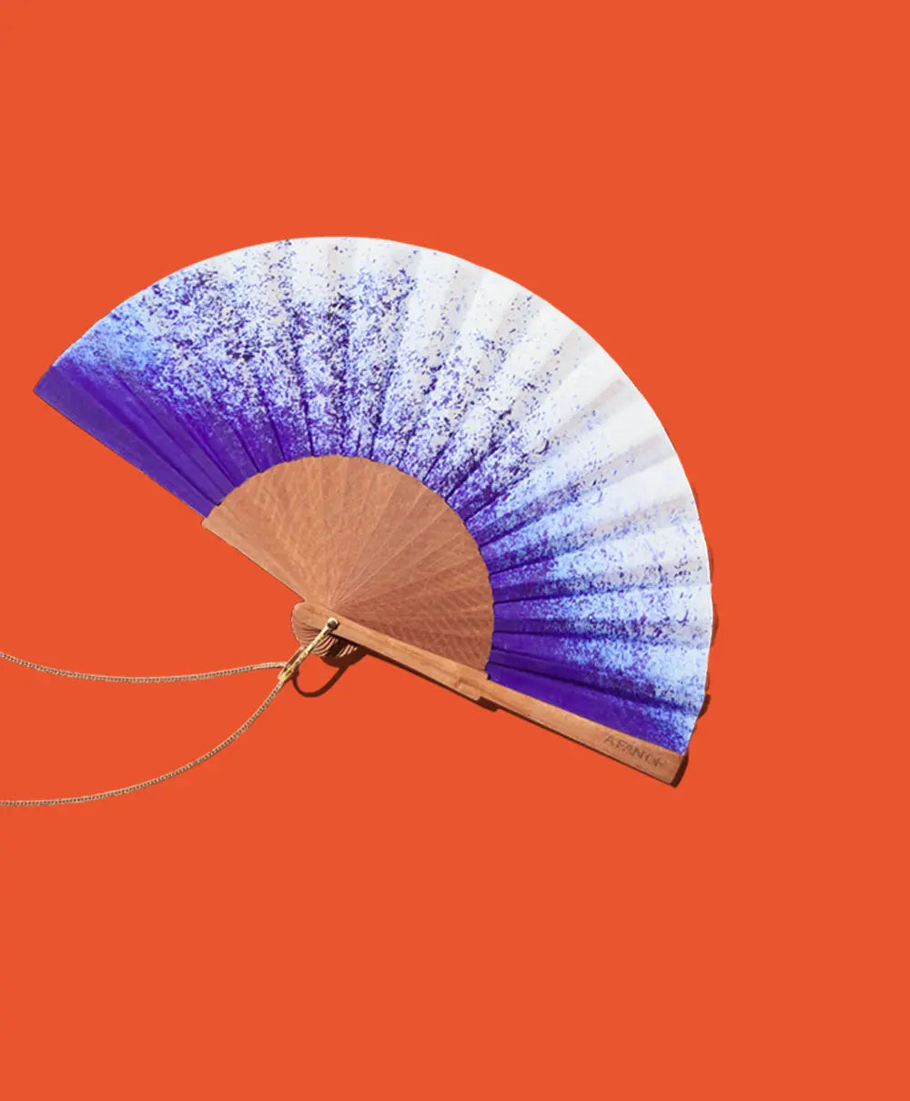 Éventail artisanal mini A Fan Of Blue Splash - PRECIOVS