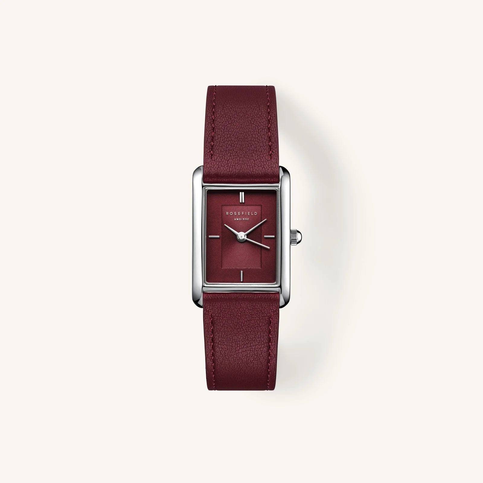 Montre Rosefield Heirloom Argent Cadran Bordeaux Cuir H08