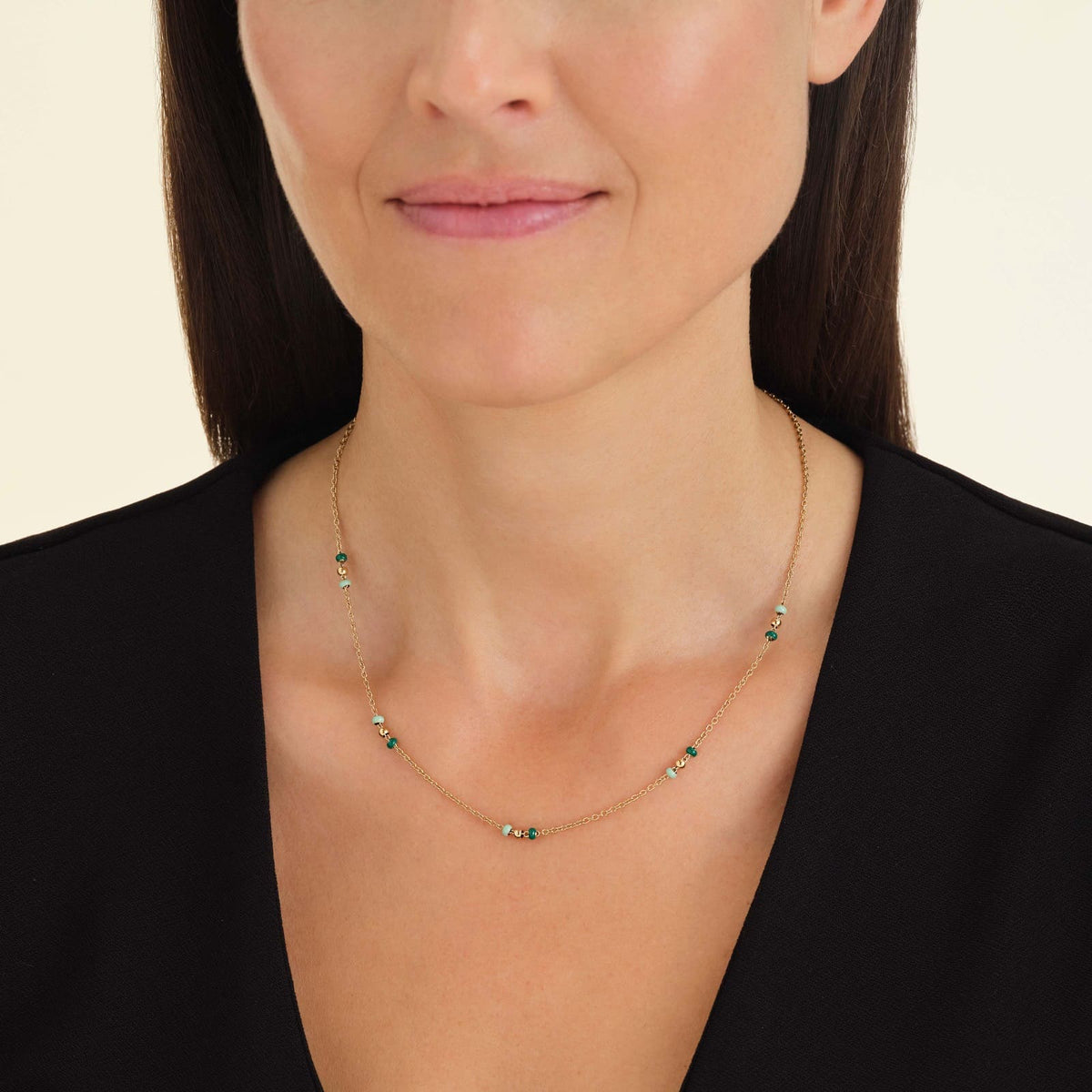 Collier Rosefield Perles Émeraude J719