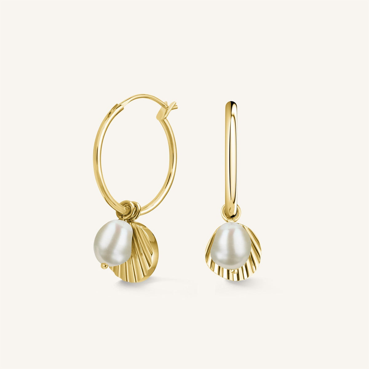 Boucles d'oreilles Rosefield Anneaux Coquillage et Perle J173