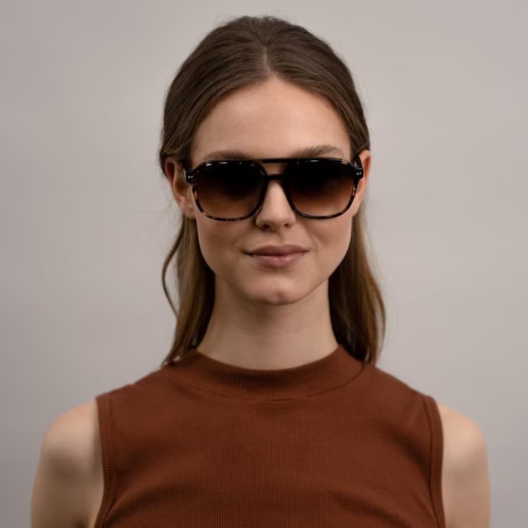 Lunettes de Soleil Kapten & Son Zurich Oversize Crystal Tortoise Brown - PRECIOVS
