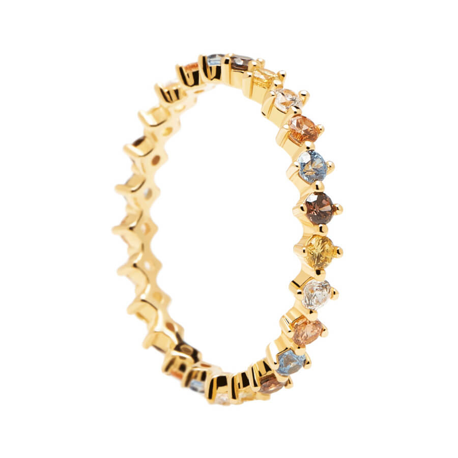 Bague PDPaola Sage argent plaqué or et pierres précieuses - PRECIOVS