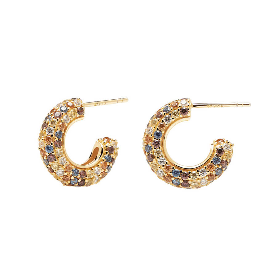 Boucles d'oreilles PDPaola Tiger argent plaqué or et pierres précieuses - PRECIOVS