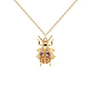 Collier PDPaola Wisdom Beetle Amulet argent plaqué or et pierres précieuses - PRECIOVS