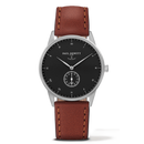 Montre Paul Hewitt Signature Line Black Sea Acier Inoxydable Bracelet Cuir Marron PH-M1-S-B-1M - PRECIOVS