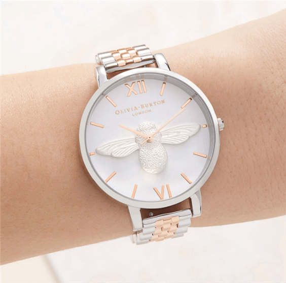 Montre Femme Olivia Burton 3D Bee Rose Gold & Rose Gold And Silver OB16AM156 - PRECIOVS