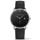 Montre Paul Hewitt Grand Atlantic Line Black Sea Acier Inoxydable Bracelet Cuir Imprimé Noir - PRECIOVS
