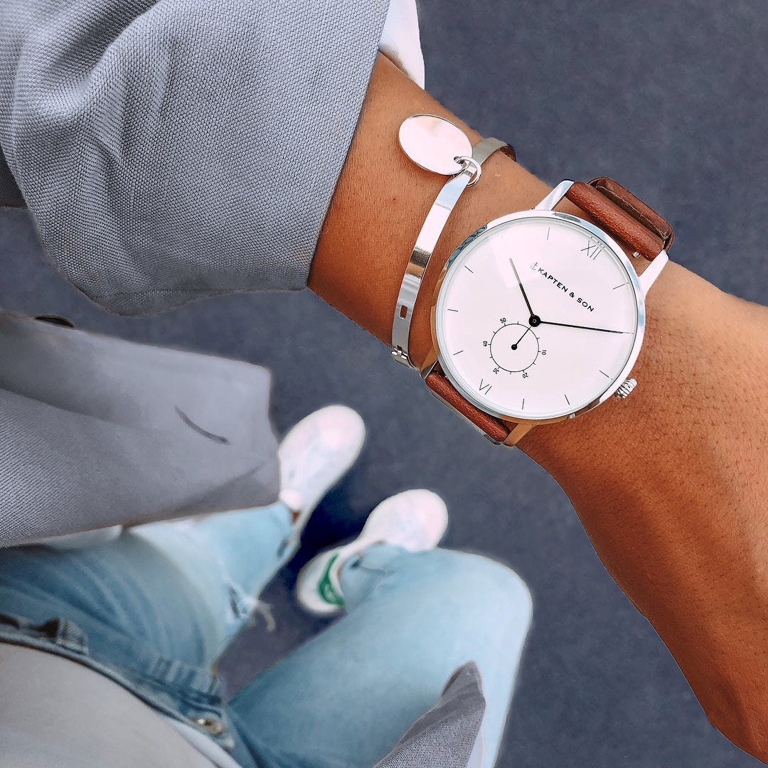 Montre Kapten & Son Heritage Silver Brown Leather - PRECIOVS