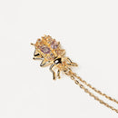 Collier PDPaola Wisdom Beetle Amulet argent plaqué or et pierres précieuses - PRECIOVS