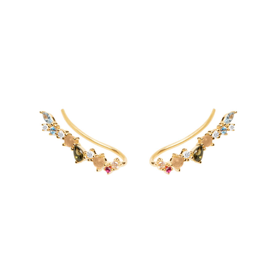 Boucles d'oreilles PDPaola Euphoria argent plaqué or et pierres précieuses - PRECIOVS