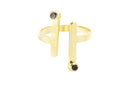 Bague ajustable MYA BAY Bague Sky Line, 2 pierres noires BA-38 G - PRECIOVS