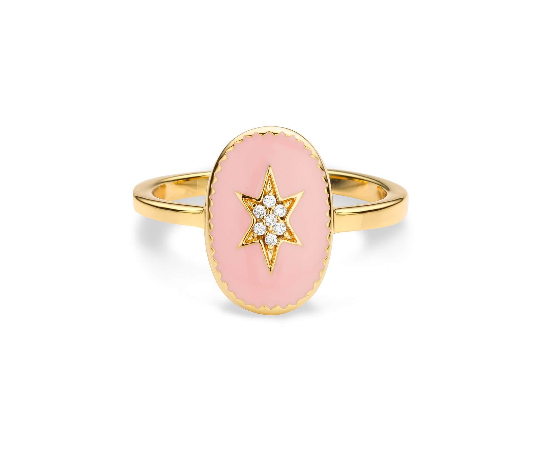 Bague MYA BAY Étoile du nord , émaillée rose BA-74.G - PRECIOVS