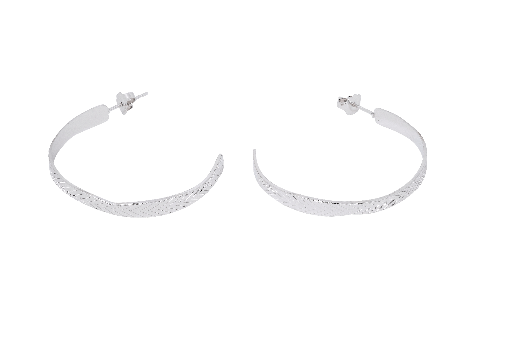 Boucles d'oreilles MYA BAY Moyennes créoles, texture feuille BOC-06.S - PRECIOVS