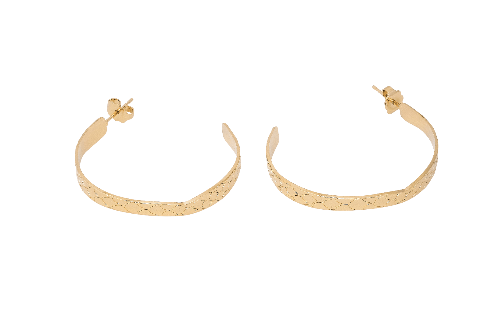Boucles d'oreilles MYA BAY Moyennes créoles, texture python BOC-07.G - PRECIOVS