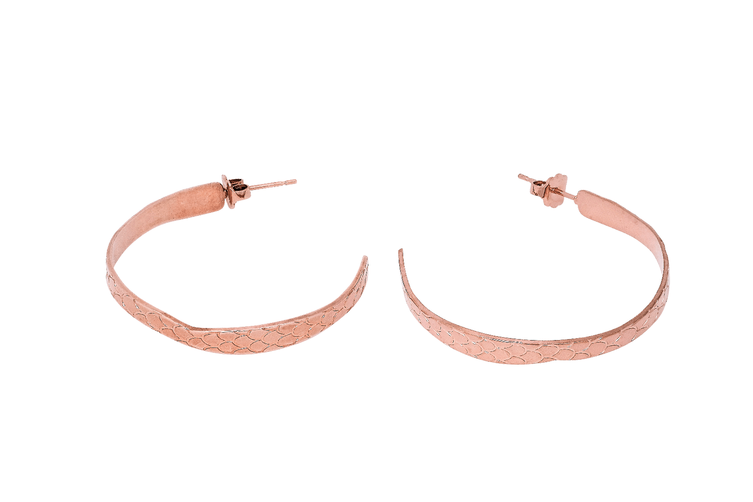 Boucles d'oreilles MYA BAY Moyennes créoles, texture python BOC-07.P - PRECIOVS