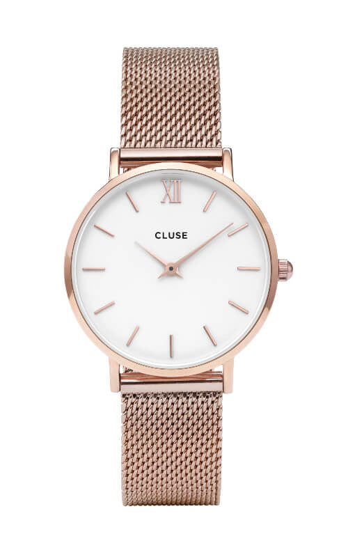 Montre Cluse Minuit Mesh Rose Gold/White CW0101203001 - PRECIOVS