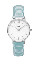 Montre CLUSE Minuit Silver White/Sky Blue Stripes CL30028 - PRECIOVS