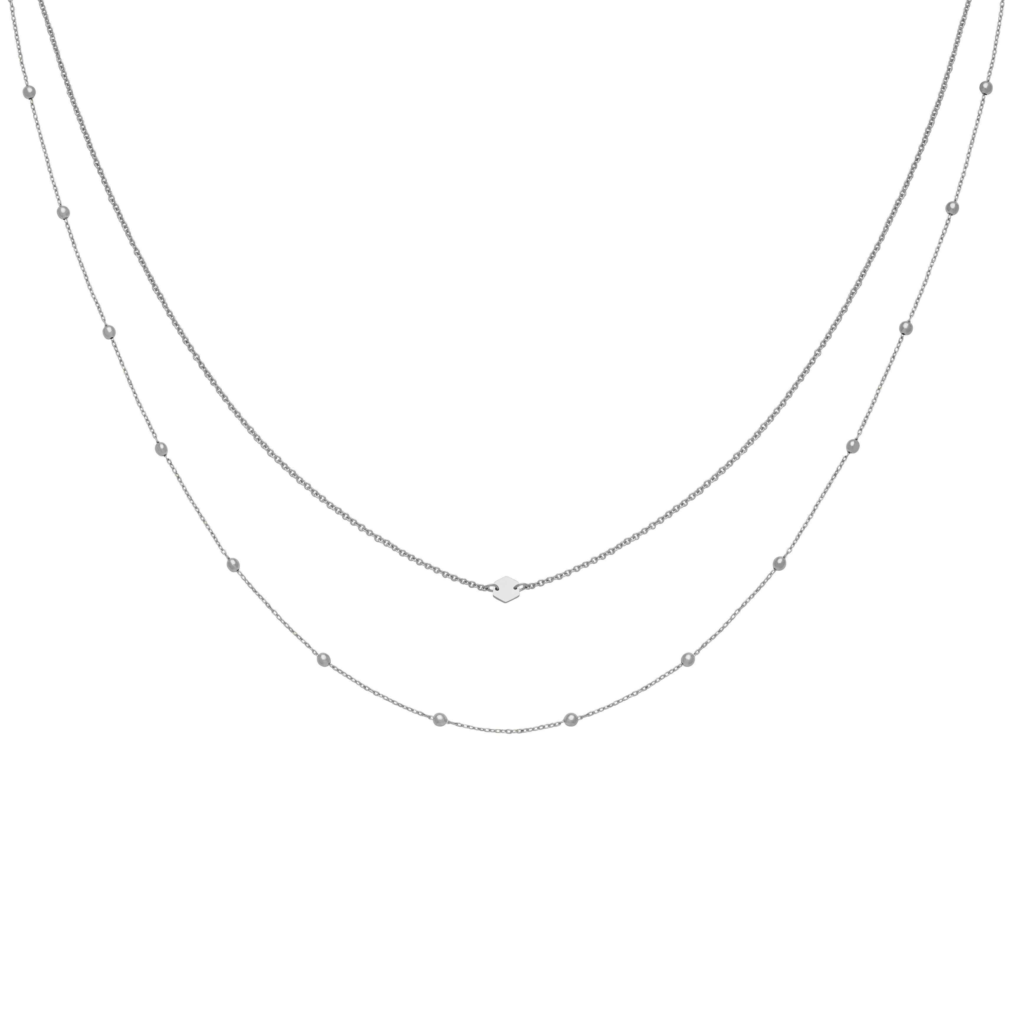 Ensemble de colliers CLUSE Silver Double Chain Petite Hexagon CLJ22004 - PRECIOVS
