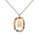 Collier PDPaola Lettre M argent plaqué or et pierres précieuses - PRECIOVS