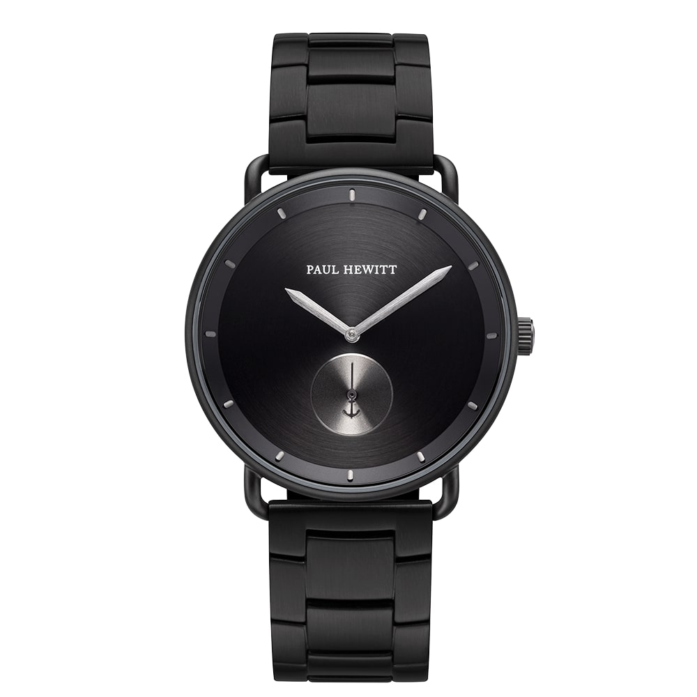 Montre Paul Hewitt Breakwater Line Black Sunray IP Noir/Gun Metal Bande Métallique - PRECIOVS