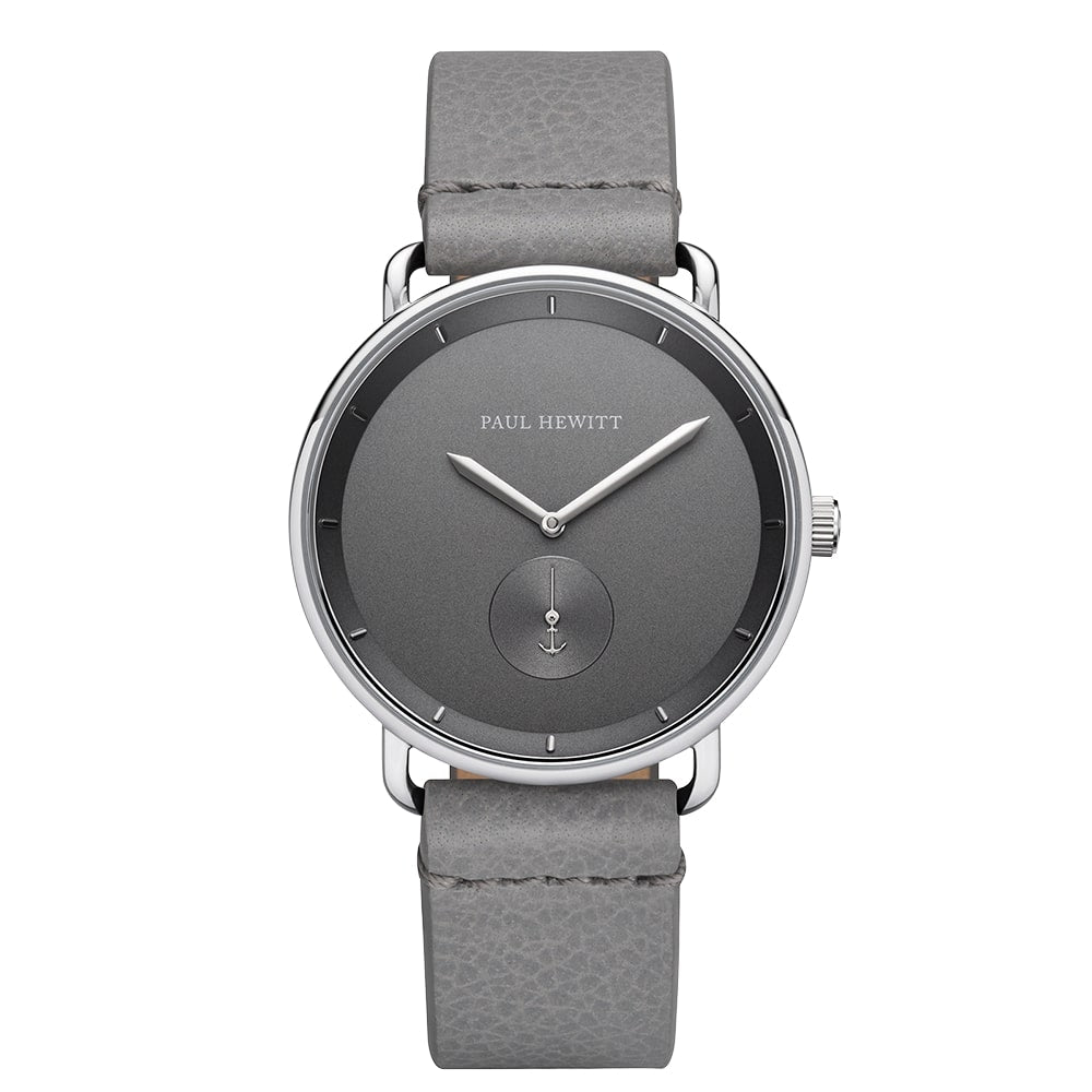 Montre Paul Hewitt Breakwater Line Iron Grey Acier Inoxydable Bracelet Cuir Light Grey - PRECIOVS