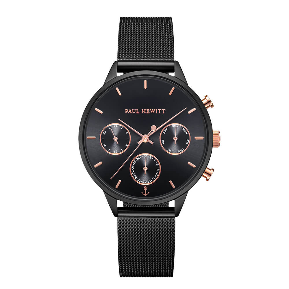 Montre Paul Hewitt Everpulse Black Sunray Noir Mesh - PRECIOVS