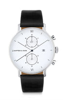 Montre Kapten & Son Chrono Silver Black Leather - PRECIOVS