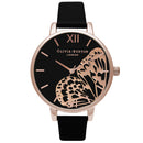 Montre Olivia Burton Big Dial Applied Wing Black & Rose Gold - PRECIOVS