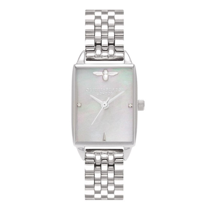 Montre Olivia Burton Bee Hive Grey Mother of Pearl Bracelet, Silver OB16BH03 - PRECIOVS