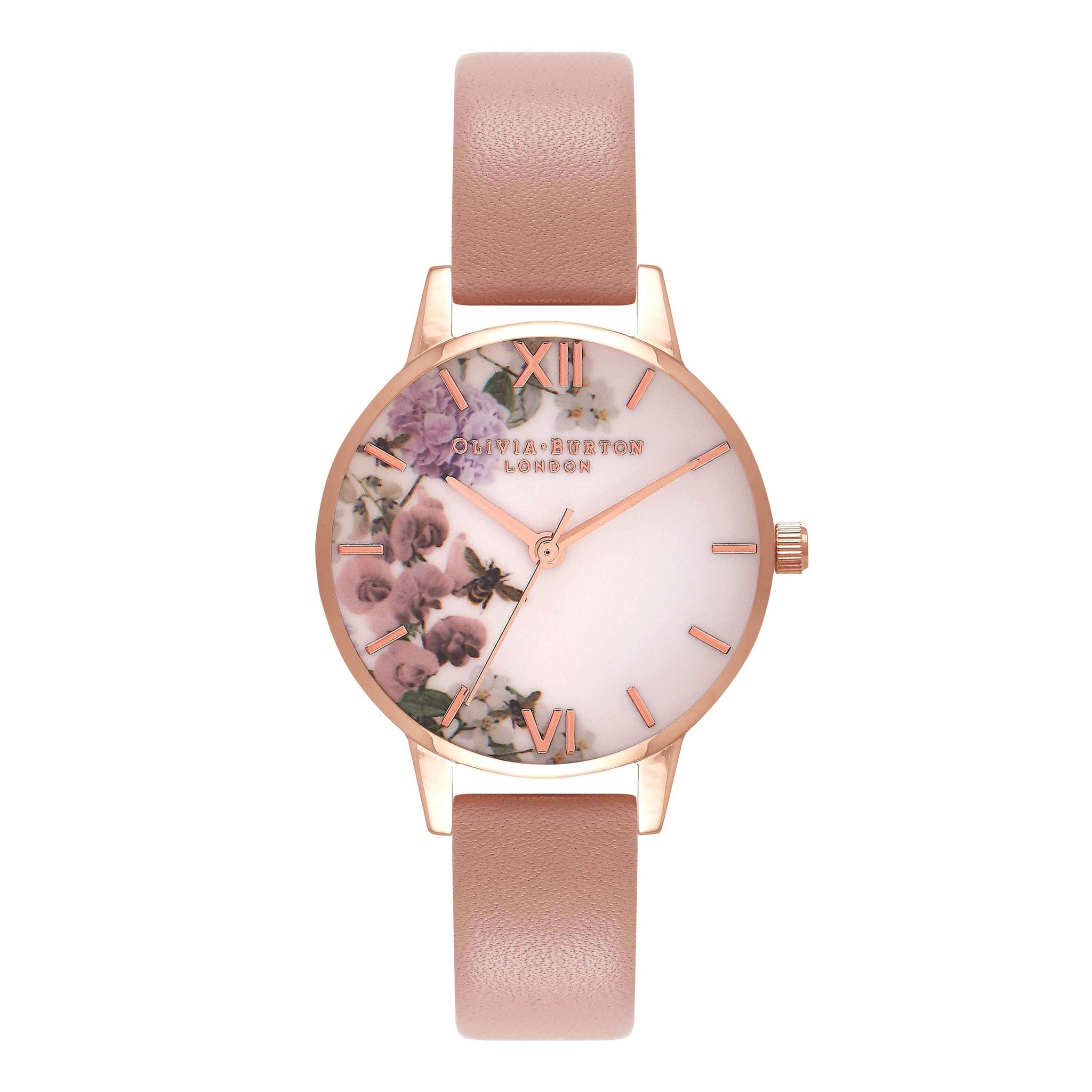 Montre Olivia Burton Midi Dial Navy meets Dusty Pink,Dusty Pink & Rose Gold Floral - PRECIOVS