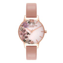 Montre Olivia Burton Midi Dial Navy meets Dusty Pink,Dusty Pink & Rose Gold Floral - PRECIOVS