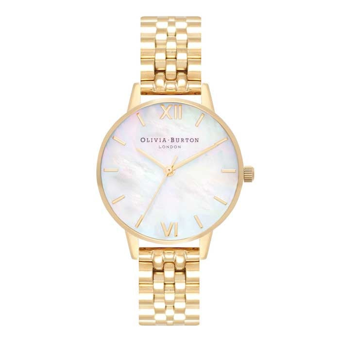Montre Olivia Burton Mother of Pearl White Bracelet, Gold OB16MOP01 - PRECIOVS