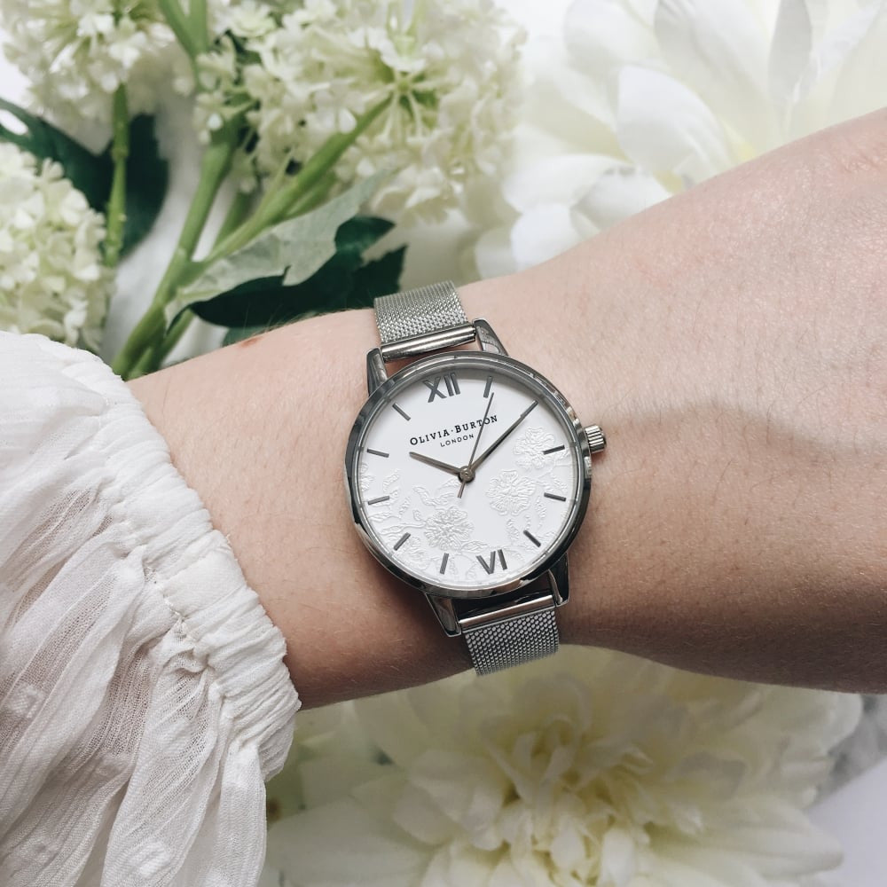 Montre Olivia Burton Lace Detail Silver Mesh OB16MV54 - PRECIOVS