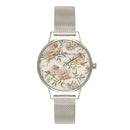 Montre Olivia Burton Midi Parlour Peony Floral Silver Mesh OB16PL33 - PRECIOVS
