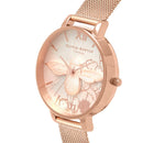 Montre Olivia Burton Big Dial 3D Bee Abstract Florals Rose Gold Mesh OB16VM26 - PRECIOVS
