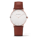 Montre Paul Hewitt Sailor Line White Sand IP Or Rosé Bracelet Cuir Marron Cadran 39mm PH-SA-R-St-W-1M - PRECIOVS