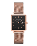 Montre Rosefield THE BOXY Noir Or Rose QBMR-Q05 - PRECIOVS