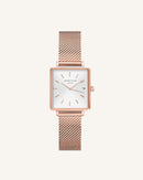 Montre Rosefield THE BOXY XS Blanc Sunray Mailles Or Rose Q040 - PRECIOVS