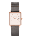 Montre Rosefield THE BOXY Blanc Gris éléphant Or Rose QWGR-Q12 - PRECIOVS