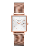 Montre Rosefield THE BOXY Blanc Sunray Or Rose QWSR-Q01 - PRECIOVS