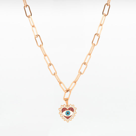 Collier Oozoo Jewellery or rose avec charm oeil SN-2020 - PRECIOVS