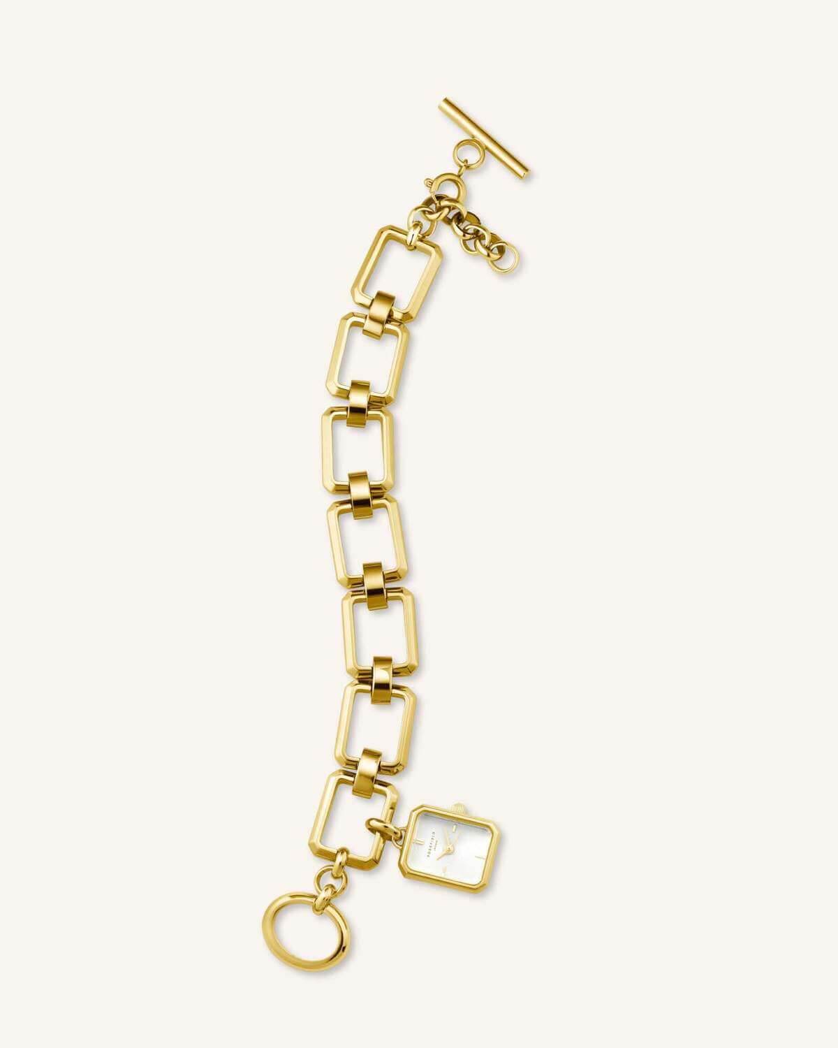 Montre Rosefield The Octagon Charm Chain Blanc Or O52 - PRECIOVS