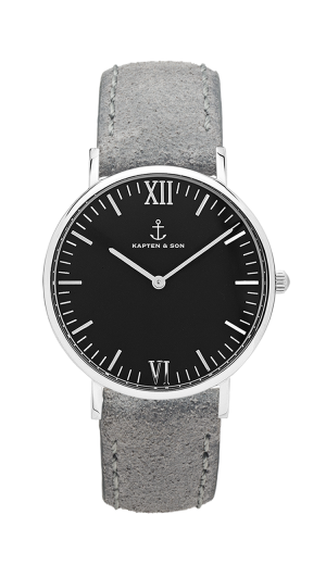 Montre Kapten & Son Silver Black Grey Vintage Leather - PRECIOVS