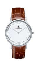 Montre Kapten & Son Silver Brown Croco Leather - PRECIOVS