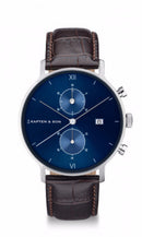 Montre Kapten & Son Chrono Silver Blue Dark Brown Croco Leather - PRECIOVS