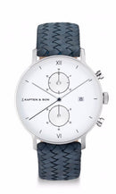 Montre Kapten & Son Chrono Silver Light Blue Woven Leather - PRECIOVS