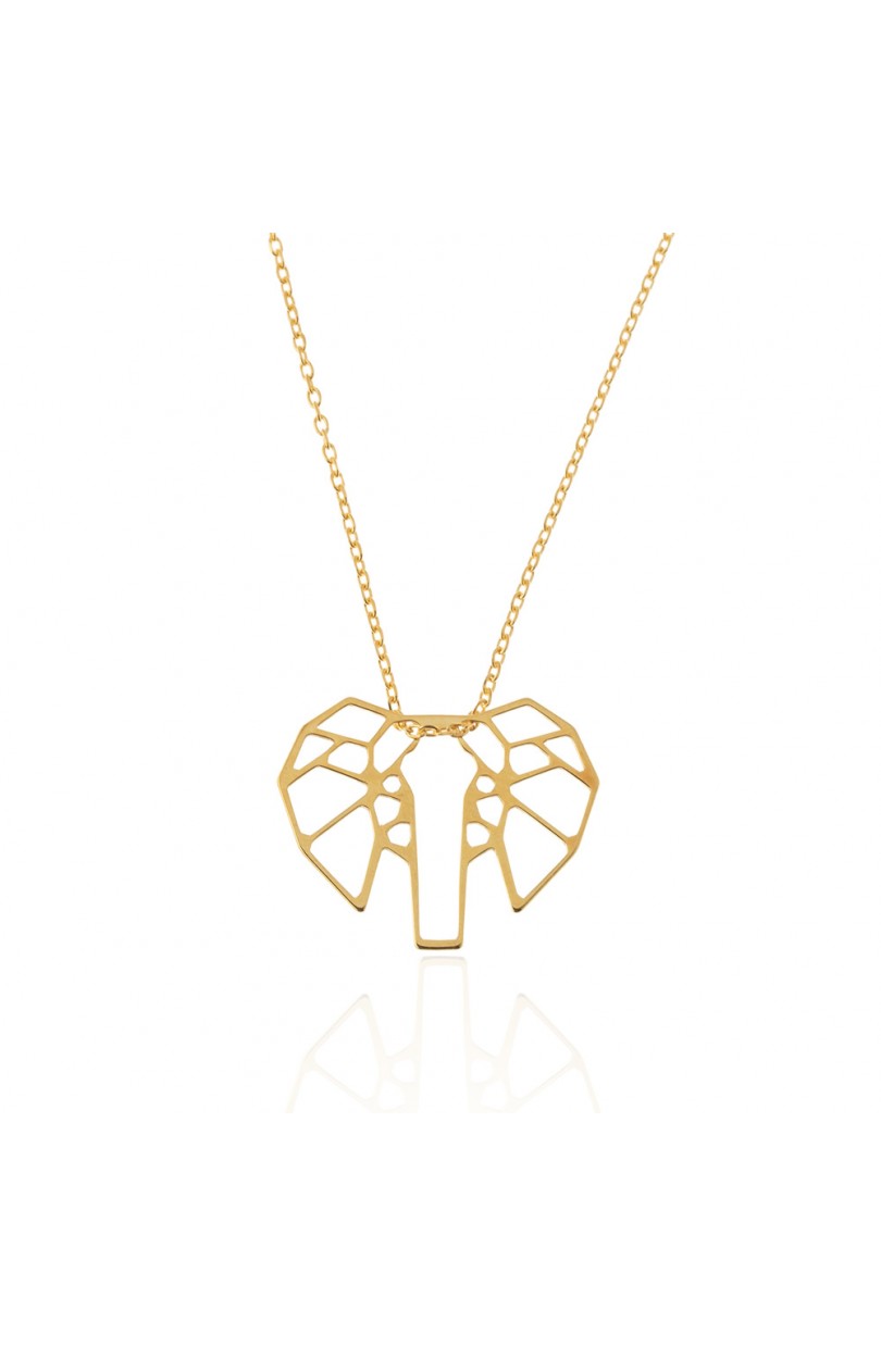 Collier PRECIOVS Essentials avec pendentif origami éléphant doré jaune - PRECIOVS