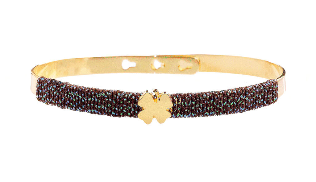 Bracelet Jonc MYA BAY Collection anniversaire Trèfle, fil irisé vert kaki JC-FI-02.G - PRECIOVS
